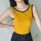 Contrast Trim Tank Top Yellow - One Size