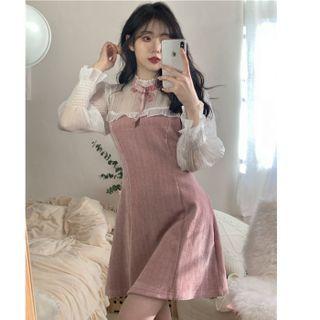 Ruffle Trim Panel Mini A-line Dress