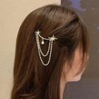 Rhinestone Star Faux Pearl Hair Clip Gold - One Size