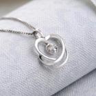 18k White Gold Diamond Solitaire Heart Love Pendant Necklace (0.04ct) (free 925 Silver Box Chain, 16)