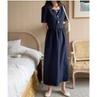 Short Sleeve Square Neck Midi Dress