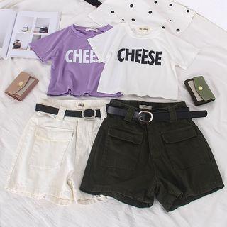 Short Sleeve Printed Tee / Wide Leg Shorts