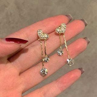 Heart Rhinestone Alloy Fringed Earring 1 Pair - Gold - One Size