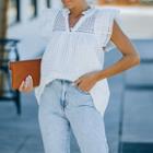 Sleeveless Ruffle Plaid Blouse
