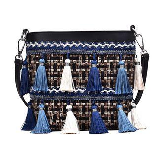 Fringed Braided Crossbody Bag
