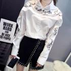 Set: Printed Shirt + Studded A-line Skirt