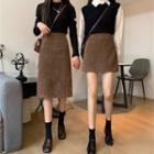 Corduroy A-line Midi/mini Skirt