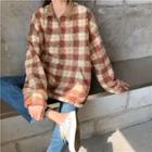 Plaid Faux Shearling Pullover As Shown In Figure - One Size