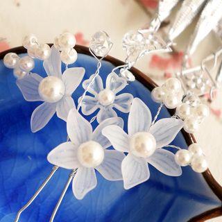 Faux Pearl Floral Fringed Hair Pin