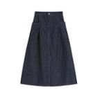 Denim Midi A-line Skirt / Cropped Blouse