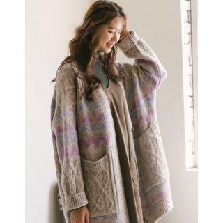Nordic-pattern Oversized Cable-knit Cardigan