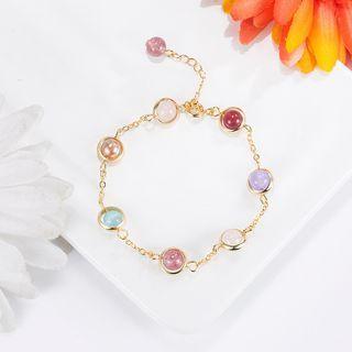 Moonstone Bead Alloy Bracelet Gold - One Size