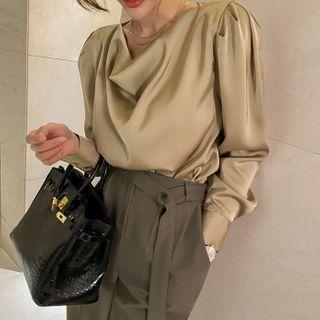 Cowl-neck Satin Blouse