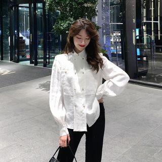Long-sleeve Double-breasted Shirt White - One Size