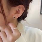 Oval Faux Gemstone Alloy Earring 1 Pair - S925 Silver Needle - Earring - Black - One Size