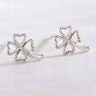 925 Sterling Silver Clover Earring 925 Silver - Es311 - 1 Pair - One Size