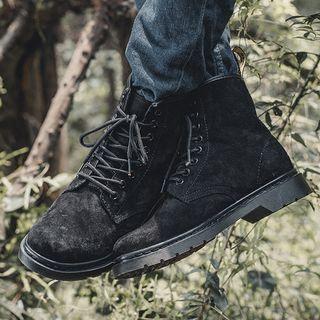 Couple Matching Genuine Leather Lace-up Short Boots