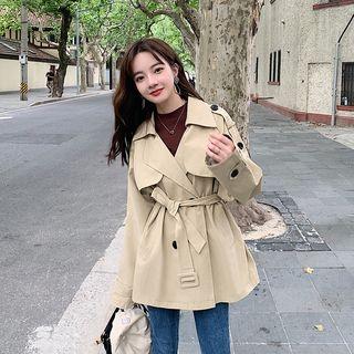 Long-sleeve Cropped Jacket With Belt