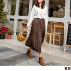 Plain Ruched A-line Skirt