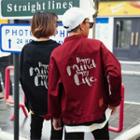 Couple Matching Lettering Button Jacket