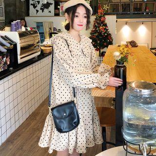 Long-sleeve Dotted Dress Almond - One Size
