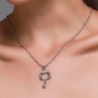 Rhinestone Interlocking Heart Pendant Necklace 0673 - 01 - Silver - One Size