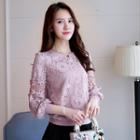 Faux Pearl Lace 3/4-sleeve Top
