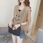 Set: 3/4-sleeve Printed T-shirt + Camisole Top