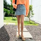 Inset Shorts Seam-trim Denim Miniskirt