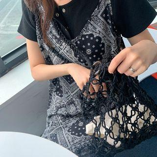 Crochet-net Crossbody Bag With Pouch