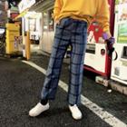 Plaid Knit Cropped Pants