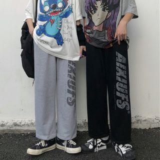 High-waist Letter Print Pants