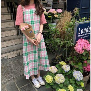 Plaid Jumper Dress As Figure - One Size