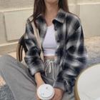 Cropped Plaid Shirt As Shown In Figure - One Size