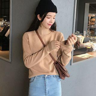Long Sleeve High Neck Knit Top