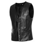Mock Two-piece Faux Leather Vest