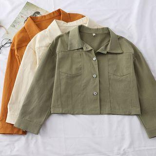 Cropped Buttoned Cargo Jacket