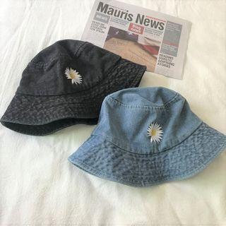 Floral Embroidered Denim Bucket Hat