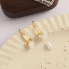 Sterling Silver Flower Drop Earring 1 Pair - Gold & White - One Size