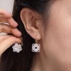 Flower Faux Crystal Dangle Earring 1 Pair - White & Gold - One Size