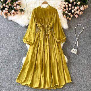 Round-neck Chiffon Puff-sleeve Dress