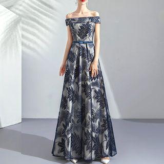 Off Shoulder Maxi A-line Evening Dress