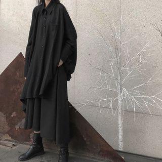 Long Shirt / Plain Midi Skirt