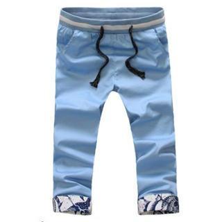 Printed Cuff Stright-leg Pants