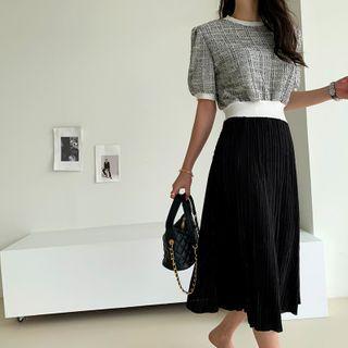 Tweed Mock Two-piece Dress