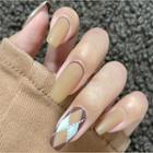 Argyle & Plain Faux Nail Tips R253 - Argyle - Brown & Khaki - One Size