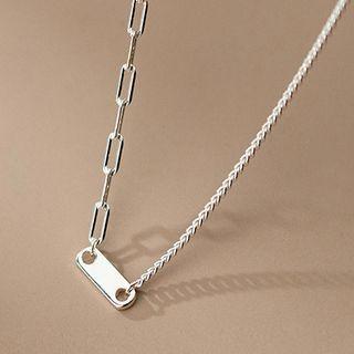 Geometric Asymmetrical Sterling Silver Necklace Silver - One Size