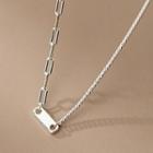 Geometric Asymmetrical Sterling Silver Necklace Silver - One Size