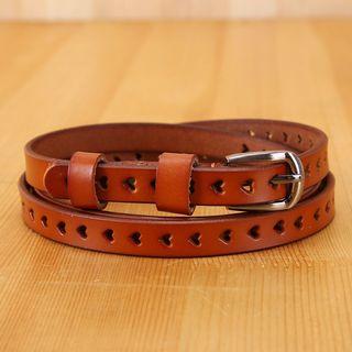 Heart Perforated Genuine Leather Belt