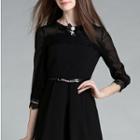 Lace Trim 3/4 Sleeve Dress